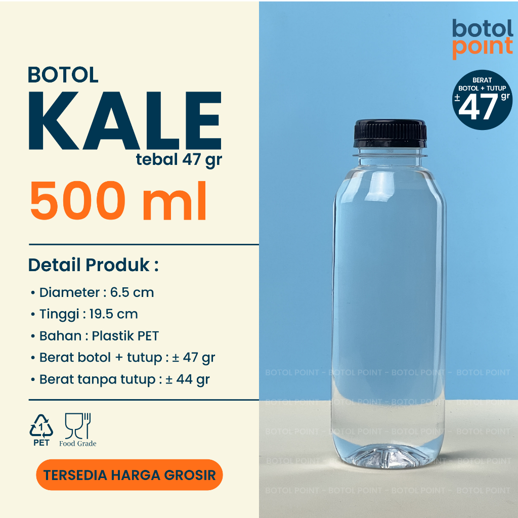 Botol Kale 500ml TEBAL - Botol Plastik 500 ml GROSIR - Botol Kemasan Minuman Kopi, Susu, Madu