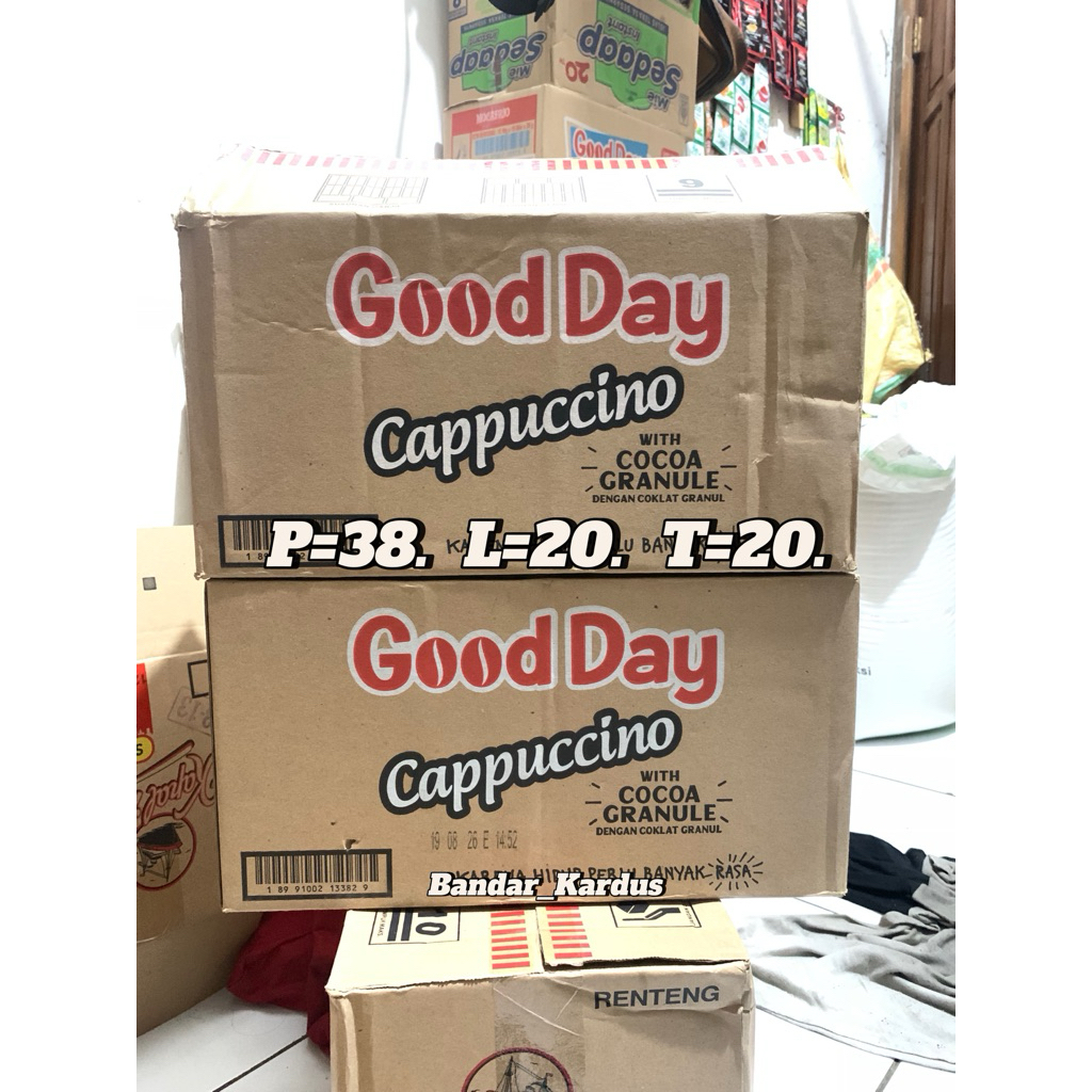 

Obral Kardus Dus Bekas Gooday Capucino, Layak Pakai, Box Packing