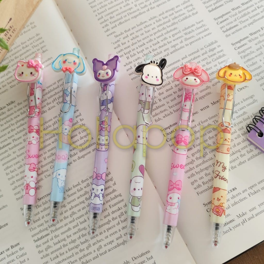 

HOP Bolpen pen cetek Kuromi My Melody Cinnamoroll Hello Kitty Pochacco Pompompurin Head