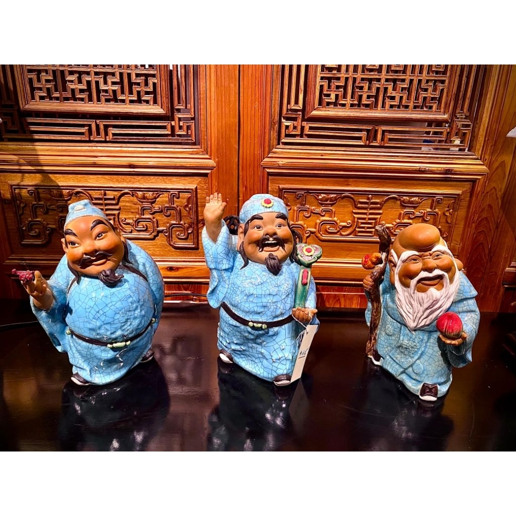 patung porcelain dewa Fu Lu Shou antique