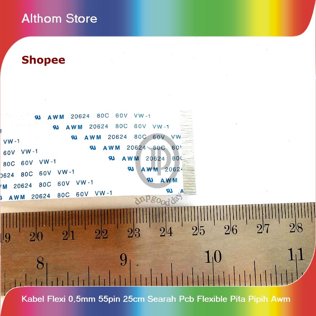 kabel flexi 0,5mm 55pin 25cm searah pcb flexible pita pipih awm