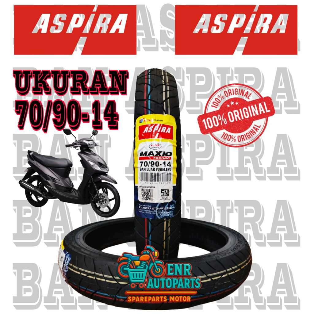 BAN DEPAN MOTOR MIO J MIO M3 MIO SMILE MIO SPORTY XEON DLL BAN TUBLES  ASPIRA UKURAN 70/90 14, 70 90
