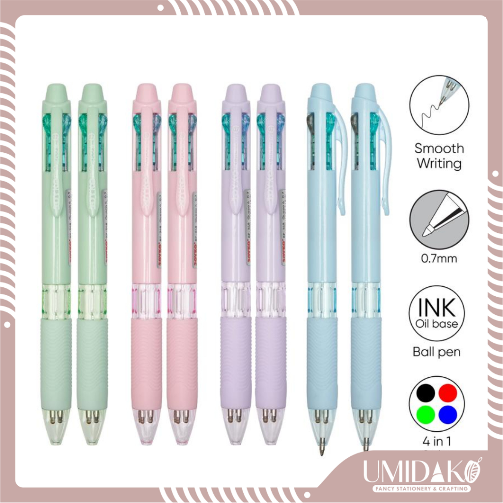

[UMIDAKO] BALL PEN PULPEN PENA 4 WARNA PASTEL JOYKO | PULPEN 4 IN 1