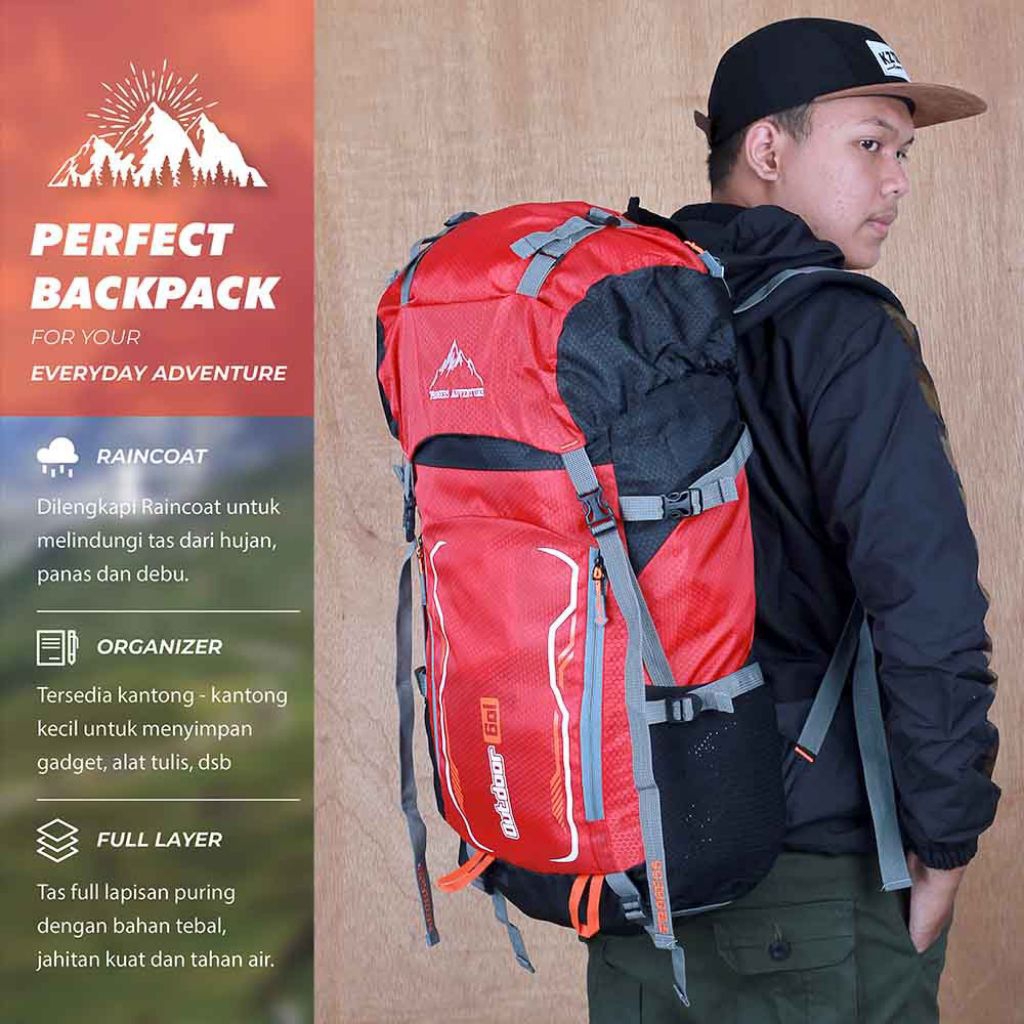 Albii Tas Rangsel Pria Tas Gunung 50/60 Liter Murah Tas Gunung Pria INF Unisex Backpack Traveling Hi