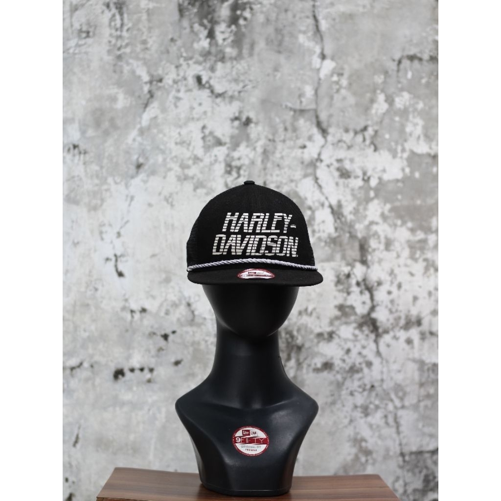 Topi Harley Davidson Trucker Style New Era 9Fifty Original Fit - Hitam