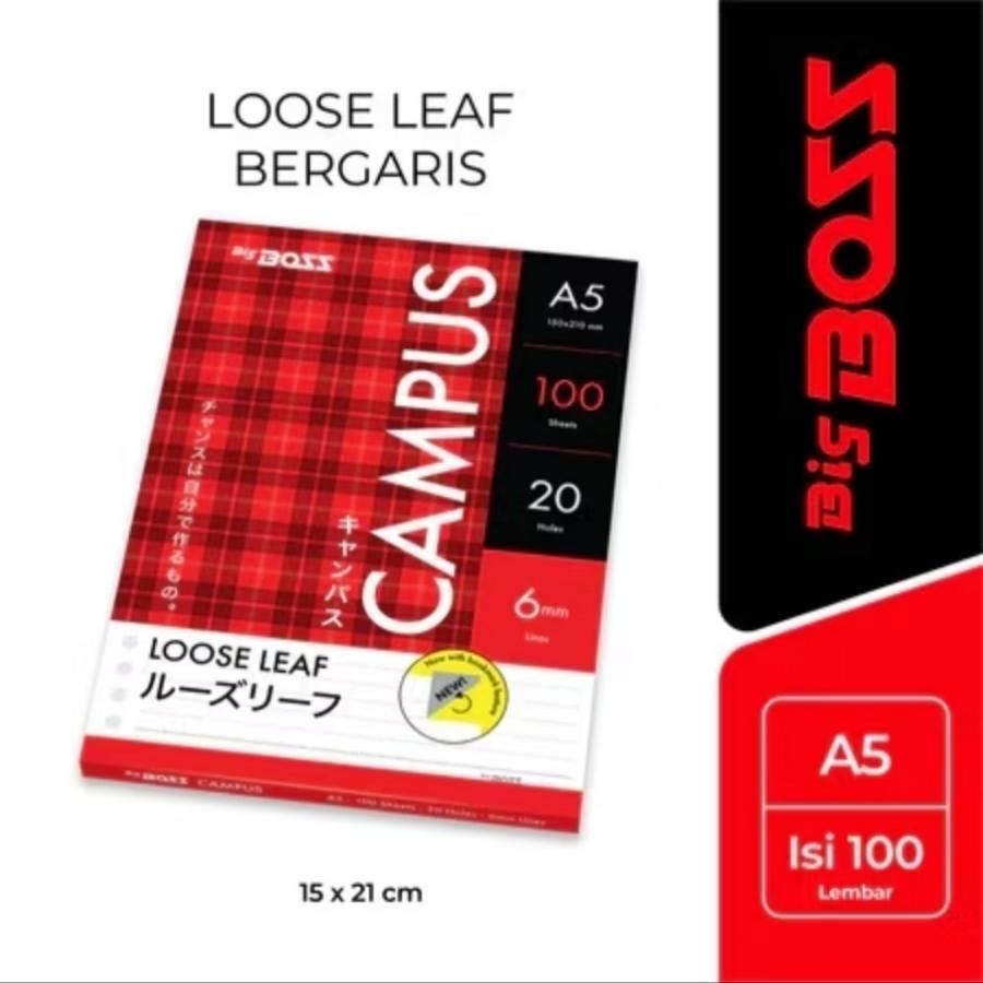 

[Pelangi Stationery] BIGBOSS Loose Leaf A5 Bergaris 100 Lembar Isi Binder