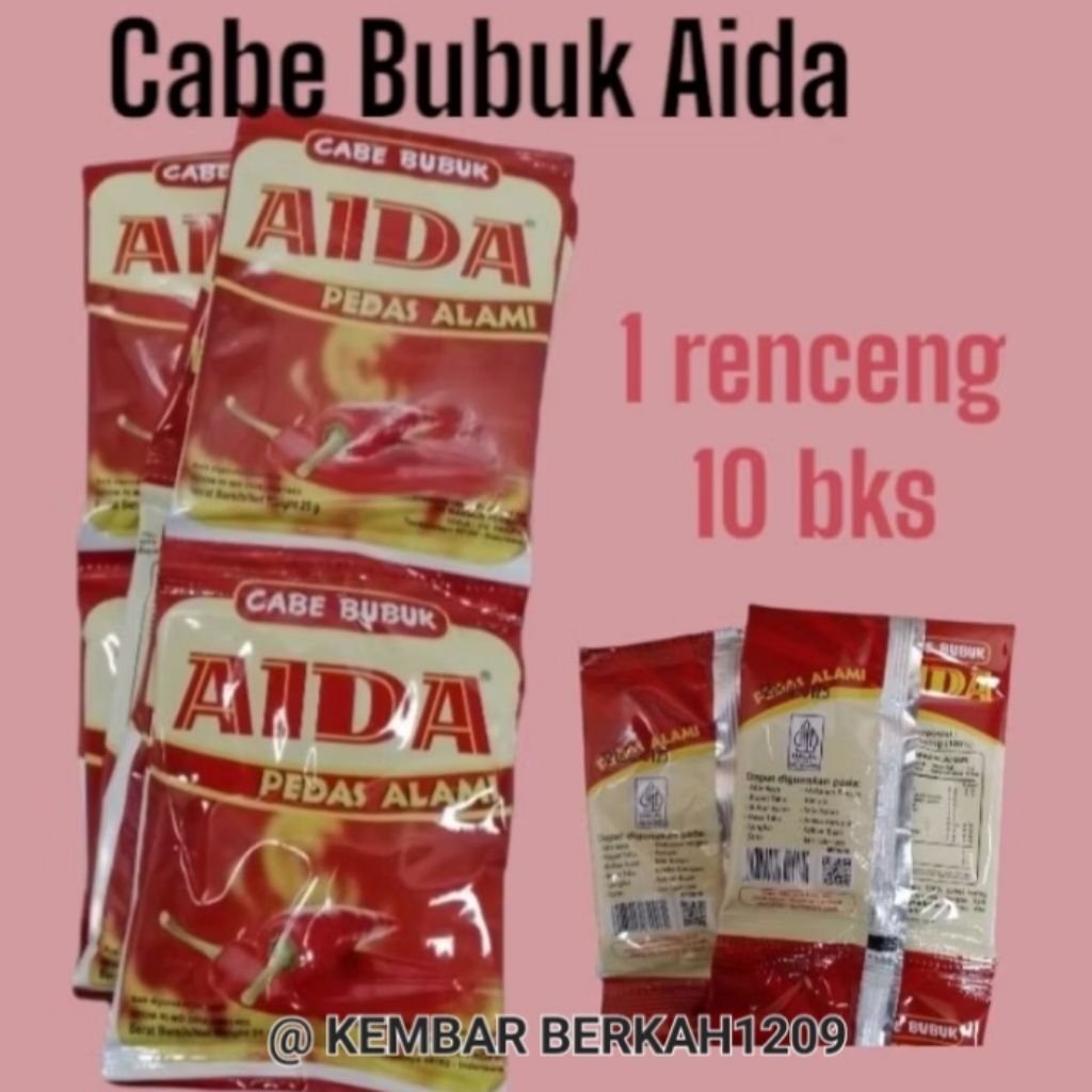 

( 1 renceng ) Cabe Bubuk Aida 25g (1 renceng 10 pcs )