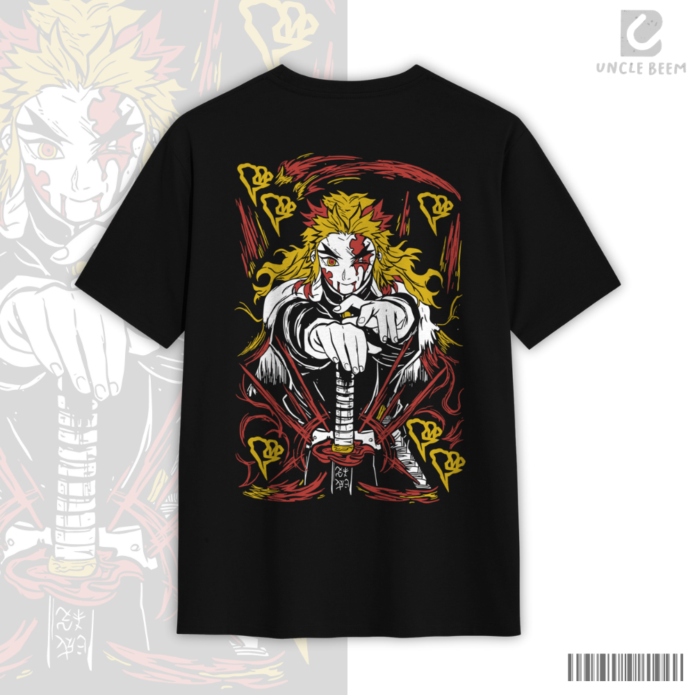 Kaos Anime Rengoku Kyojuro Demon Slayer – Kaos Unisex Reguler Fit Pria Wanita Katana Api | UNCLE BEE