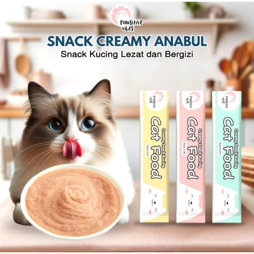 Pawsitive Vibes Snack Creamy Kucing / Camilan Kucing Murah / Snack Kucing