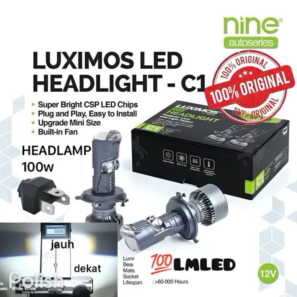 (COD)SEPASANG LAMPU LED MINI PROJECTOR HEADLAMP FOGLAMP H4 NINE LUXIMOS C1