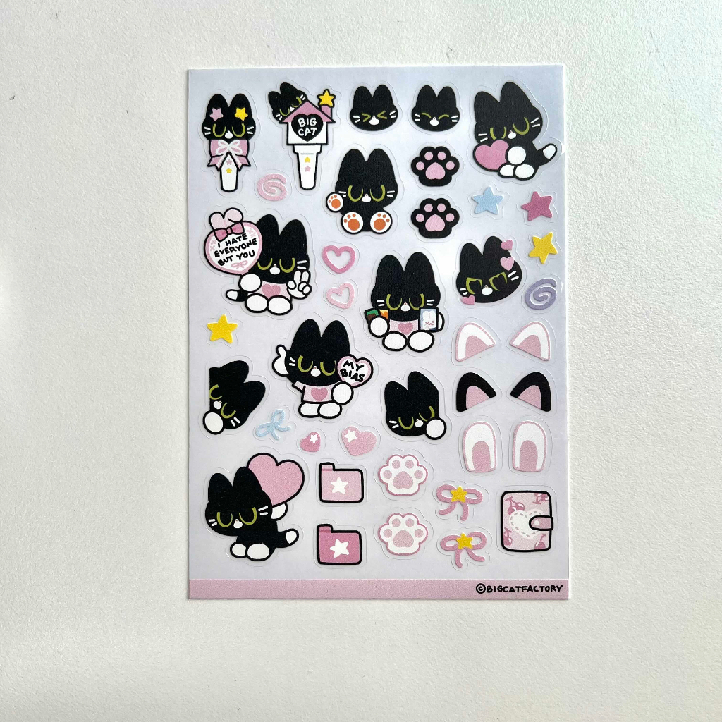

bigcatfactory sticker thailand polco deco character ruby black cat fangirling lightstick fan bias cat ears journalling illustration big cat factory