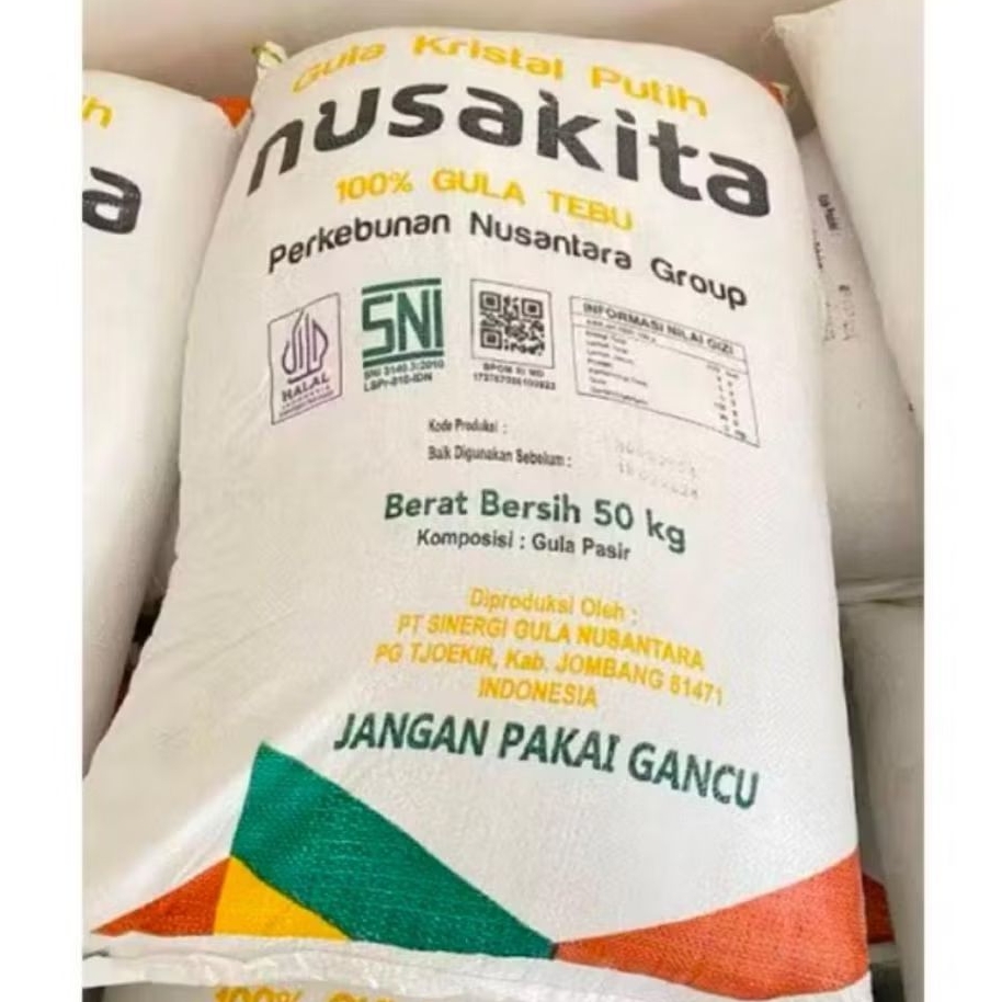 

gula los 50kg merk nusakita/raja gula(dikirim sesuai stok yg ada) tidak bisa request