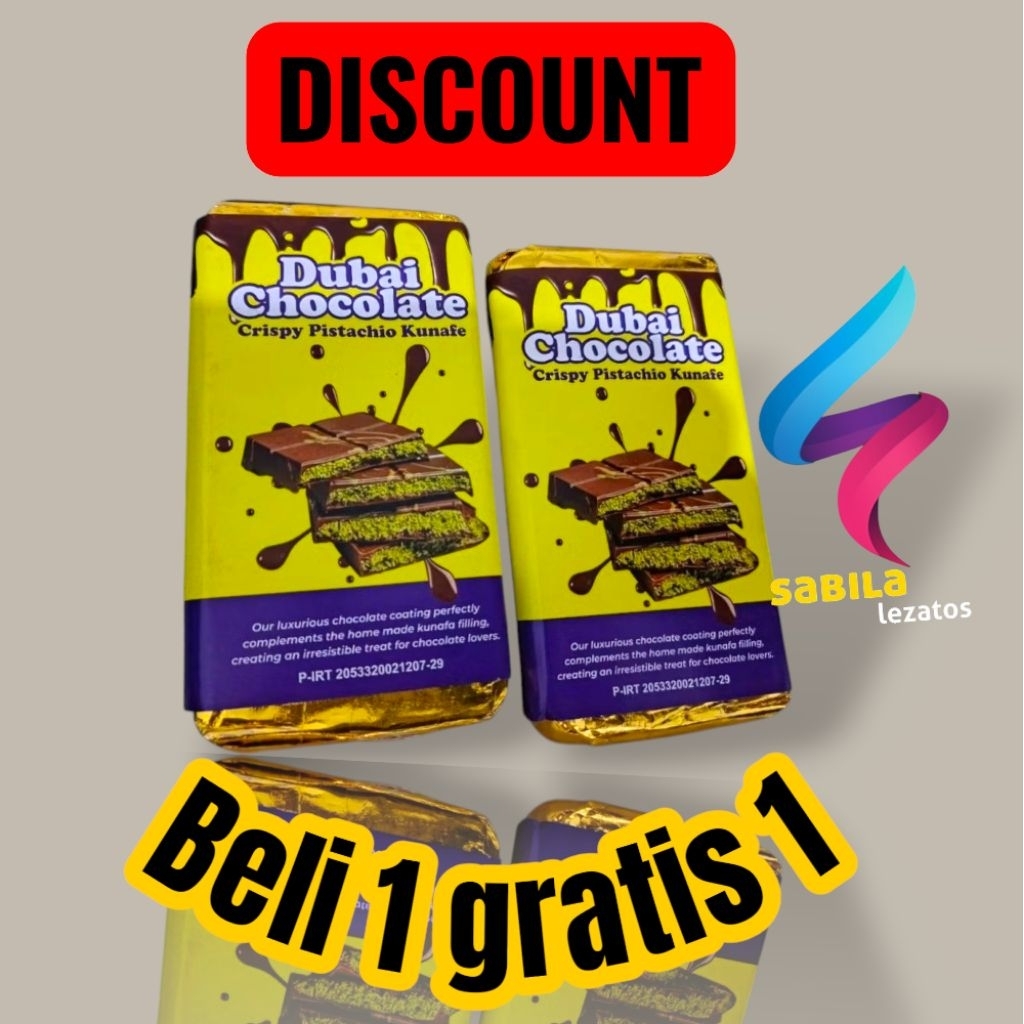 

(100% Asli) BELI 1 GRATIS 1 Chocolate Dubai Original "PISTACHIO KUNAFE" Berat ±270gr, size 8×16cm / dessert cokelat original crispy lezat / camilan enak crispy