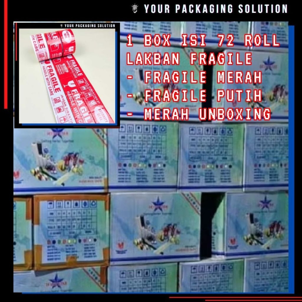 

1 BOX (72 ROLL) LAKBAN FRAGILE STAR 48MM