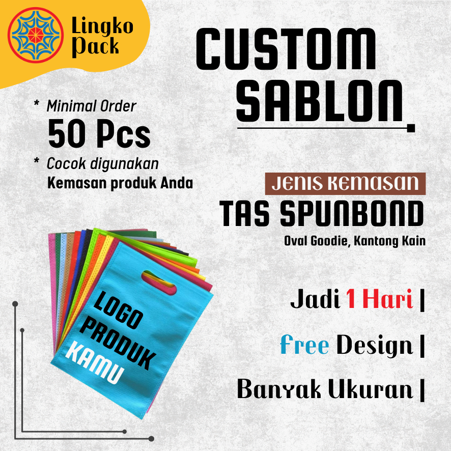 

CUSTOM SABLON Tas Spunbond Polos Oval Goodie Bag Hajatan Hadiah Kantong Kain Ukuran 20x26 25x35 30x40 Tas Souvenir