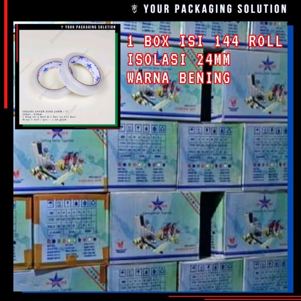 

1 BOX (144 ROLL) ISOLASI STAR 24MM