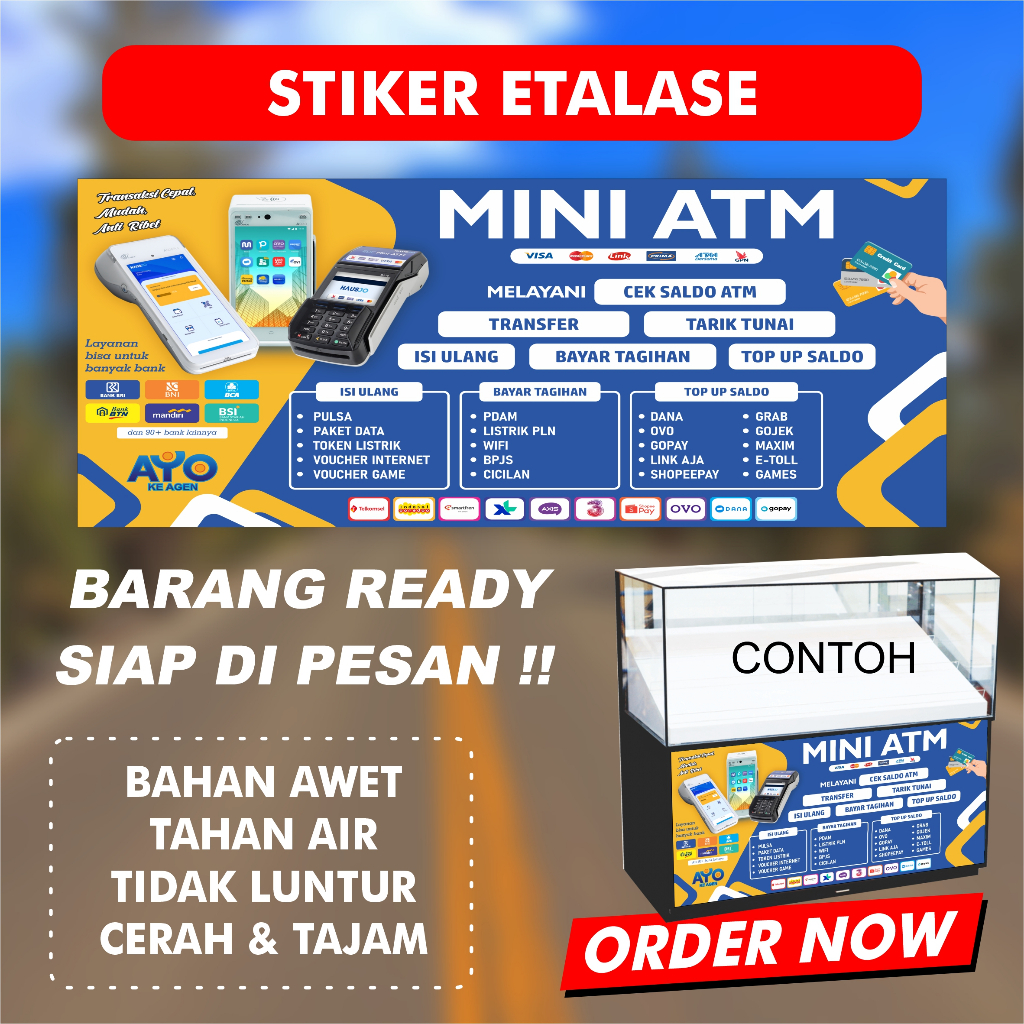 

Stiker Etalase Konter Mini ATM Bahan Tahan Air Daya Rekat Kuat