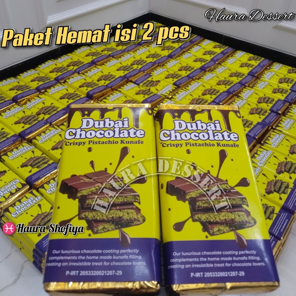

PAKET HEMAT ISI 2 Chocolate Dubai "PISTACHIO KUNAFE" Berat ±270 gr Coklat Viral Crispy Cemilan Cokelat