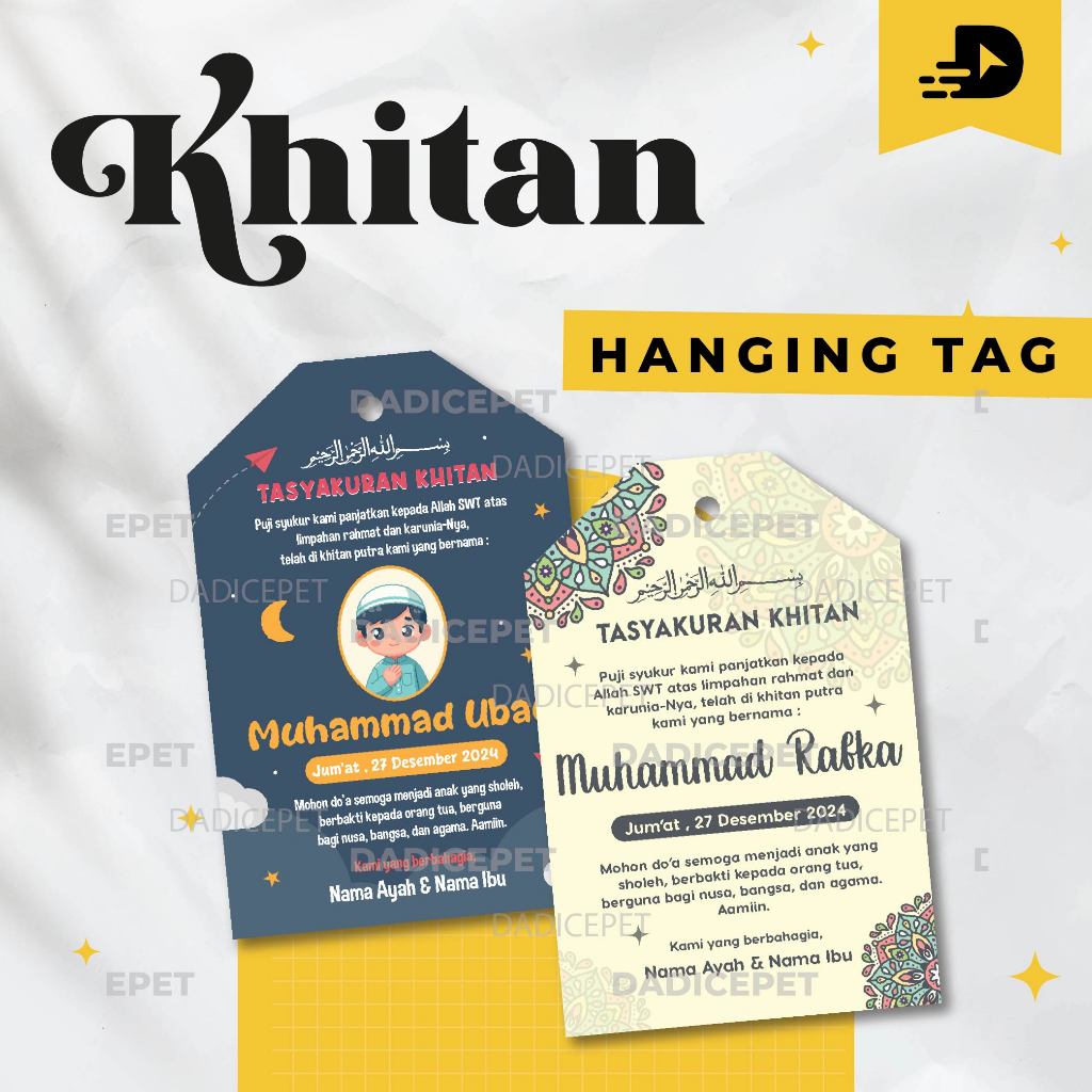 Hanging Tag Tasyakuran Khitan / Tasyakuran Walimatul Khitan / Tasyakuran Sunat
