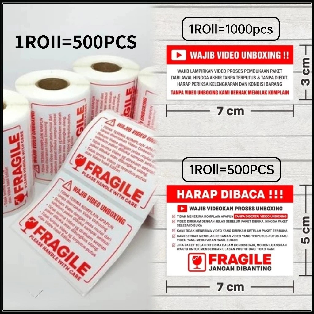 

[PGATK]Sticker Label Wajib Video Unboxing Pengiriman Paket 7 x 3cm 1 Roll±1000pcs. 7x5 cm 1 Roll±500pcs.