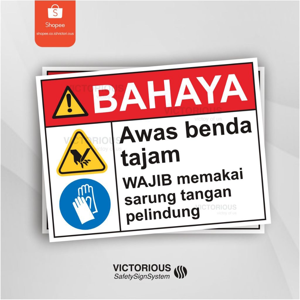 

Sticker Safety K3 Bahaya Mekanis Rambu Bahaya Benda Tajam | Wajib Menggunakan Sarung Tangan Pengaman