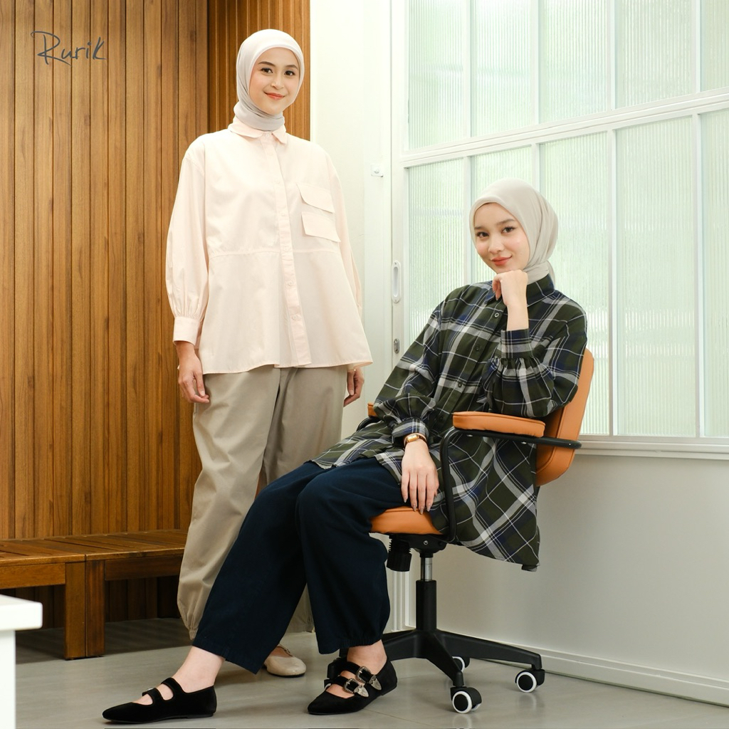 Rurik Liora Shirt Rurik Kemeja Flanel Wanita Oversized Casual