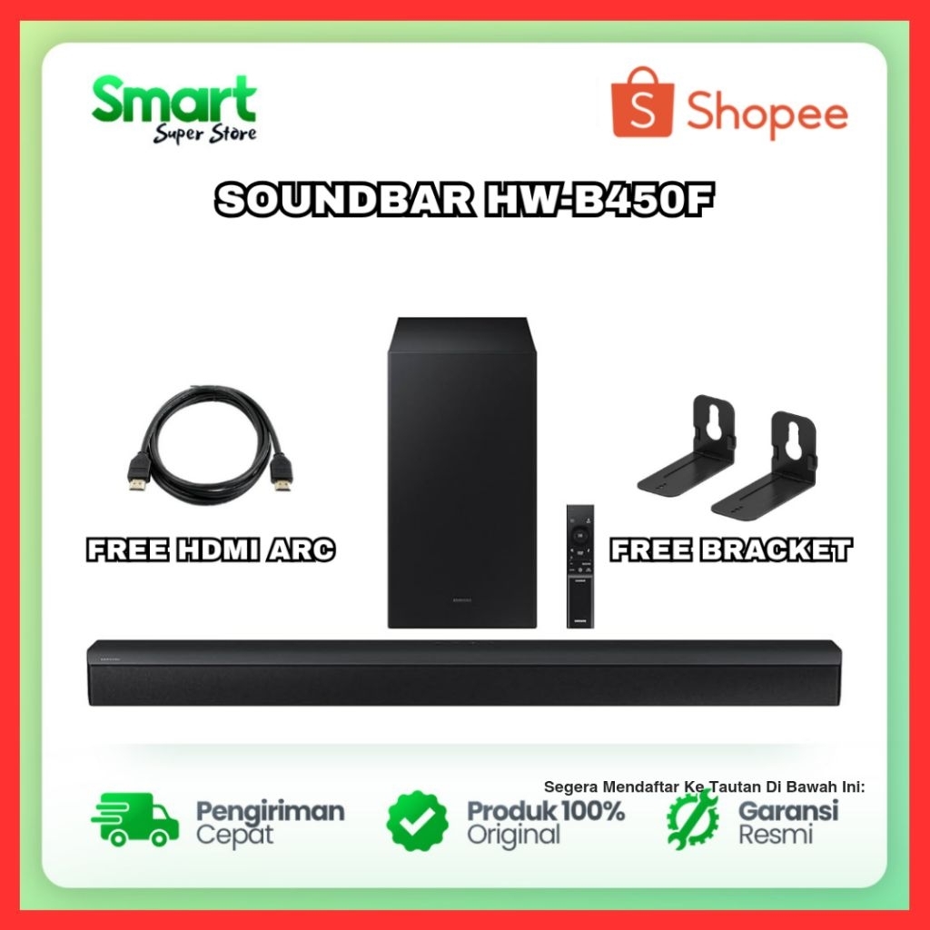 Samsung Soundbar HW-B450F 2.1ch HDMI arc Wireless Subwoofer