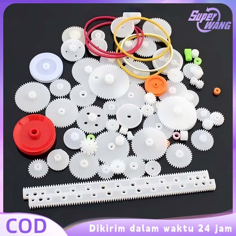 75pcs/Set Gear Mainan Plastik Serbaguna Roda Gigi Plastik DIY Gear Plastik Mainan Untuk Mainan RC
