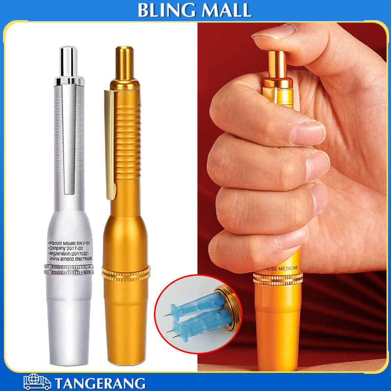 3 Kepala Jarum Bekam Dan Pena Portabel Pen Bekam Dan Jarum Bahan Paduan Aluminium Pen Dan Jarum Beka
