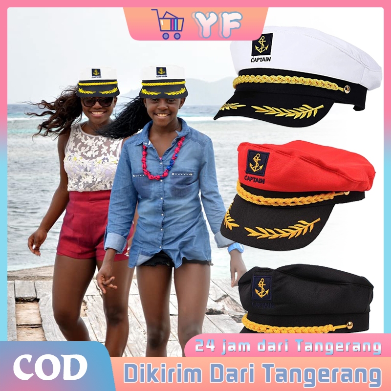 Topi Sailor Uniseks Topi Pet Pelayaran Topi Kapten Kapal Sailor Hat Barang Fesyen