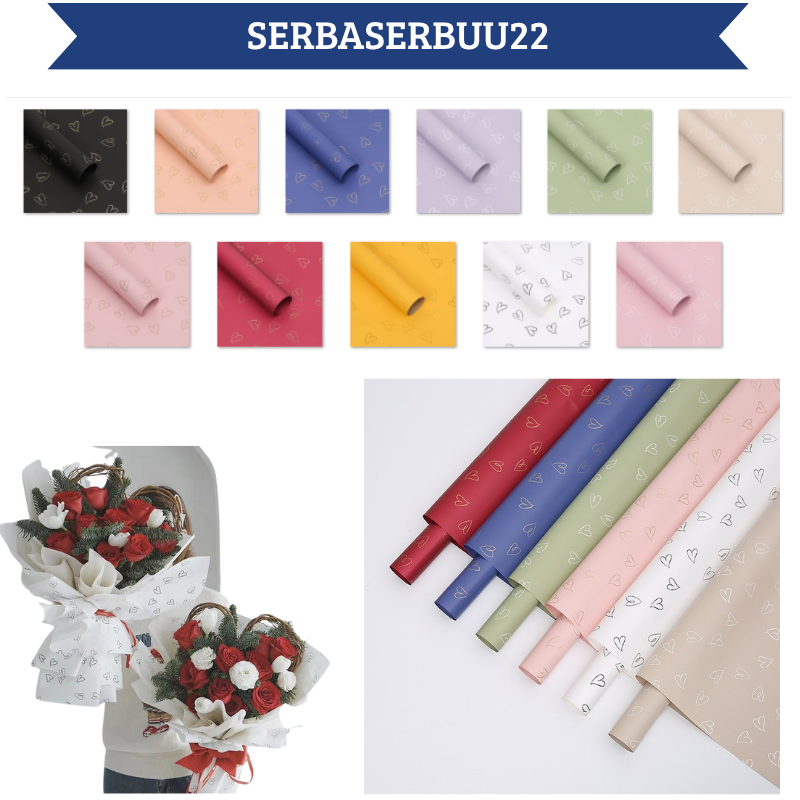 

Flower Wrapping Paper Love Korean Cellophane Kertas Bunga Buket Motif Love Garis KB068 SS22