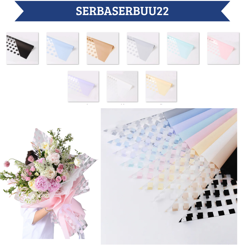 

Flower Wrapping Paper Rubik's Cube Kertas Buket Bunga Kotak Kotak Transparan Cellophane KB078 SS22
