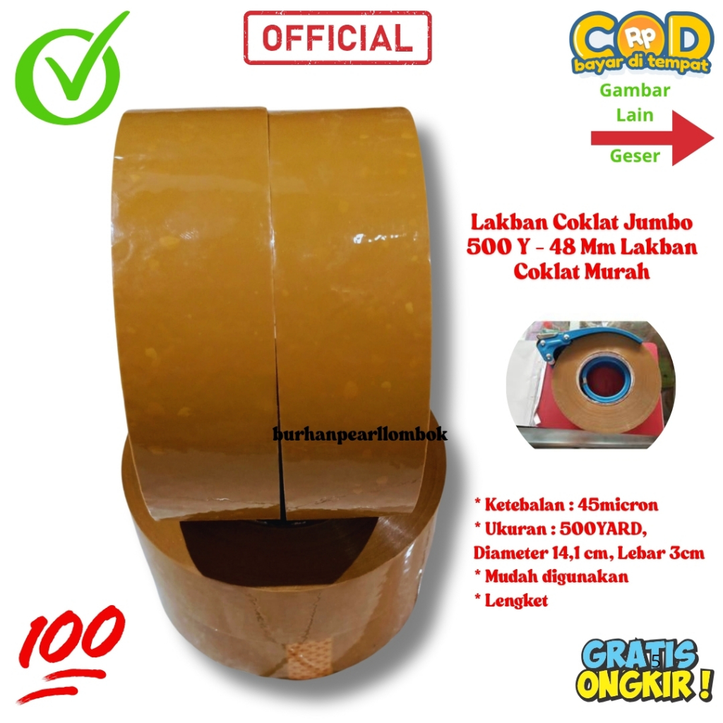 

Lakban Coklat 2”Inch (48mm X 500 Yard) Lakban Opp / Isolasi Opp Coklat