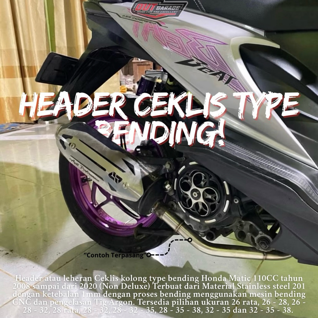 (BEAT/SCOOPY 2008 - 2020) Leheran Header Knalpot Racing Custom hand made by Out.Garage full stainles