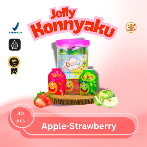 

O Jelly/Jeli/Ager Konnyaku Toples (Apple Strawberry)/Isi 30 pcs (Harga satu toples)