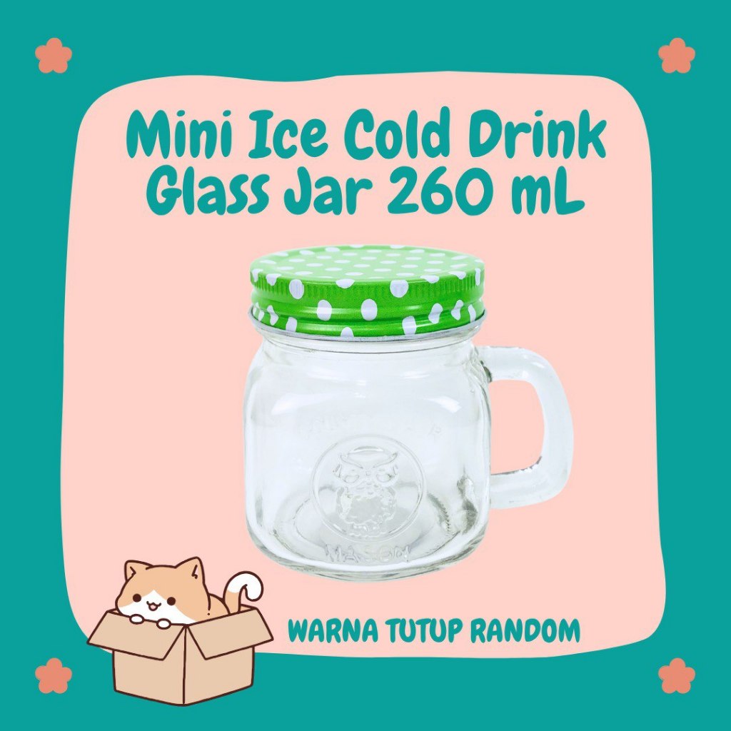 Mini Glass Jar 250 mL | Mini Ice Cold Drink Glassware | Jar Gingham 250 mL | Gelas Kaca Party Mini