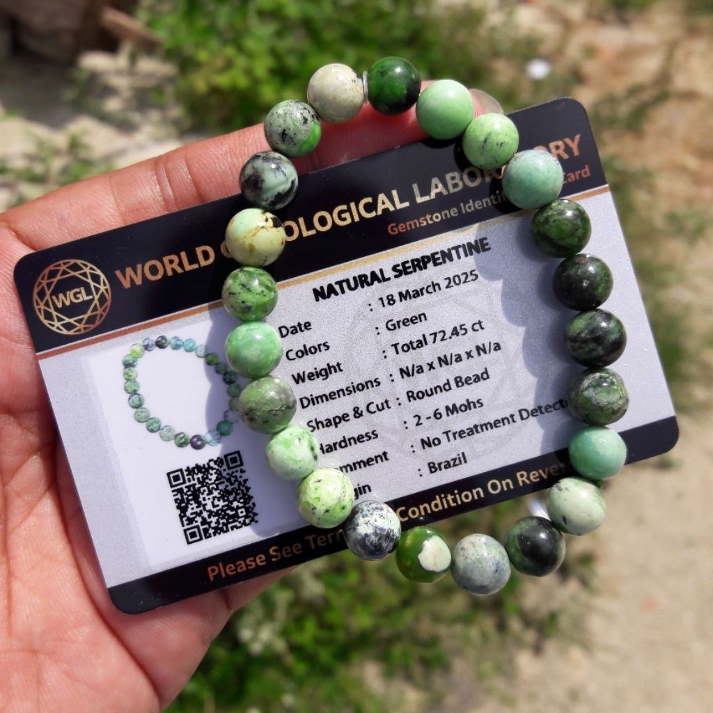 Gelang Batu Natural Serpentine Like Pirus include Memo wgl