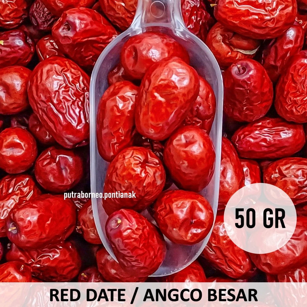 

Angco Merah Besar 50 gr / Red Dates / Kurma Merah Herbal Kering