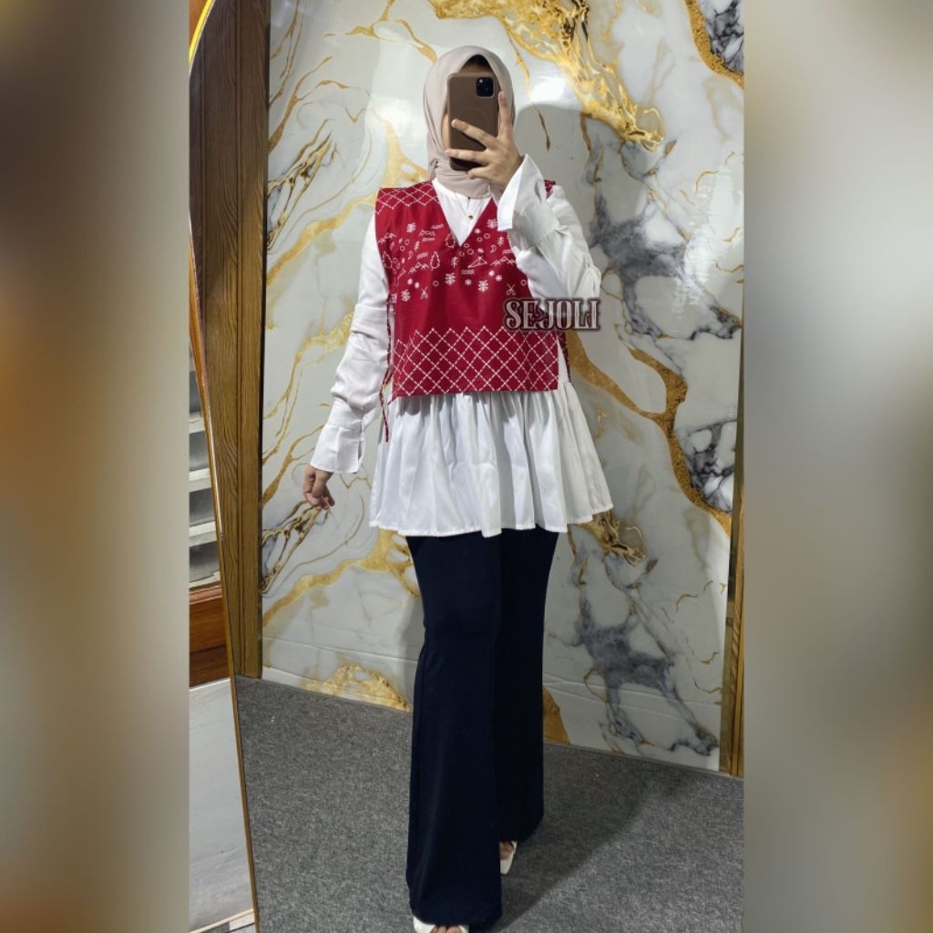 VEST BATIK PREMIUM ROMPI BATIK MERAH PUTIH || OUTFIT KEMERDEKAAN