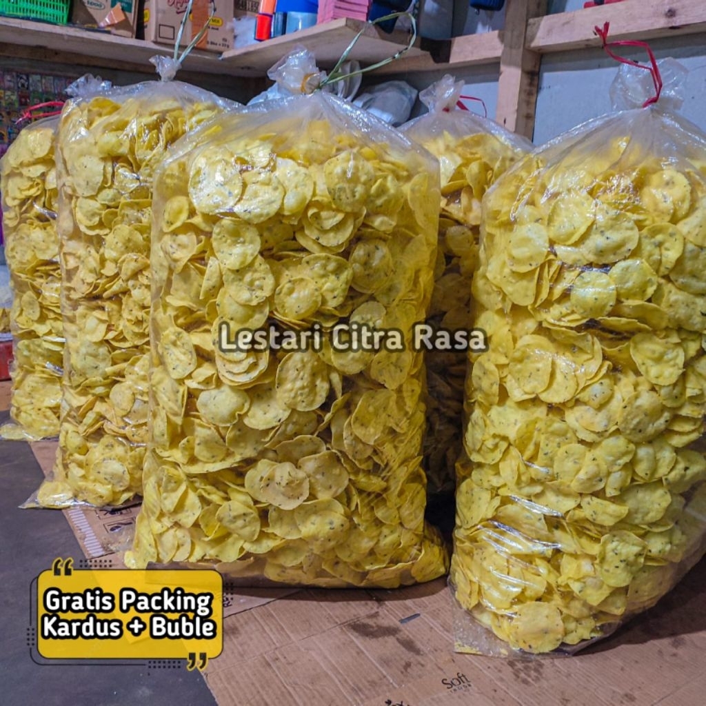 

Forcysn Comring Bawang Daun Dan Tempe Isi 500Gr - 1Kg / Kecimpring Singkong Bawang Daun