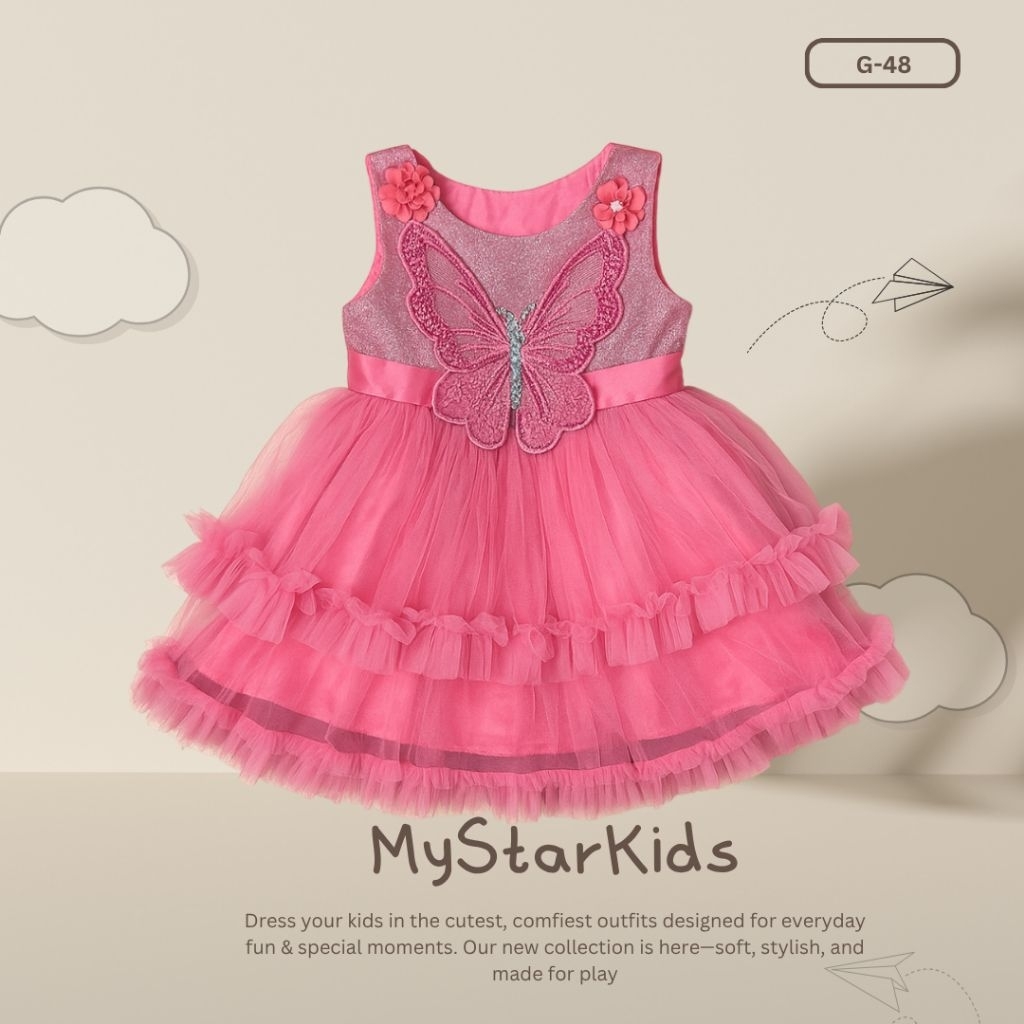 G48 DRESS ANAK//MODEL TILE//GAUN MAGENTA/GAUN ANAK LENGAN PENDEK//IMPOR//PREMIUM//COD//GRATIS ONGKIR