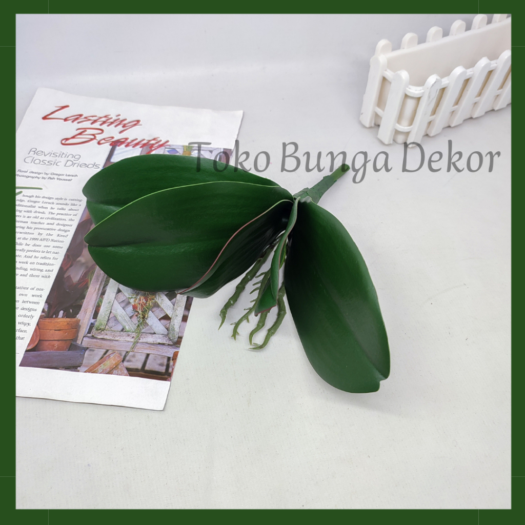 Daun Anggrek Latex / Daun Anggrek Latex dengan Akar / Daun Dekorasi Wedding Hiasan anggrek