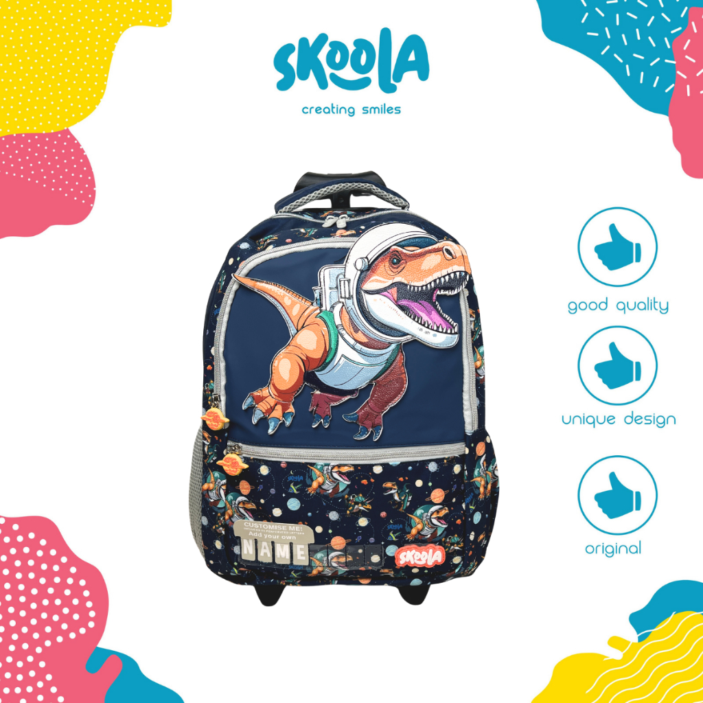 Skoola Tas Anak Trolly Sekolah SD Laki Laki Custome Name 3D - Trolly Finzi Yozi