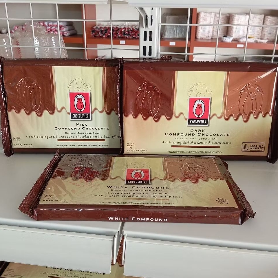 

Tulip Dark White Milk Compound Chocolate 1Kg Cokelat Coklat Batang Block Roti Kue Cake Cookies Snack