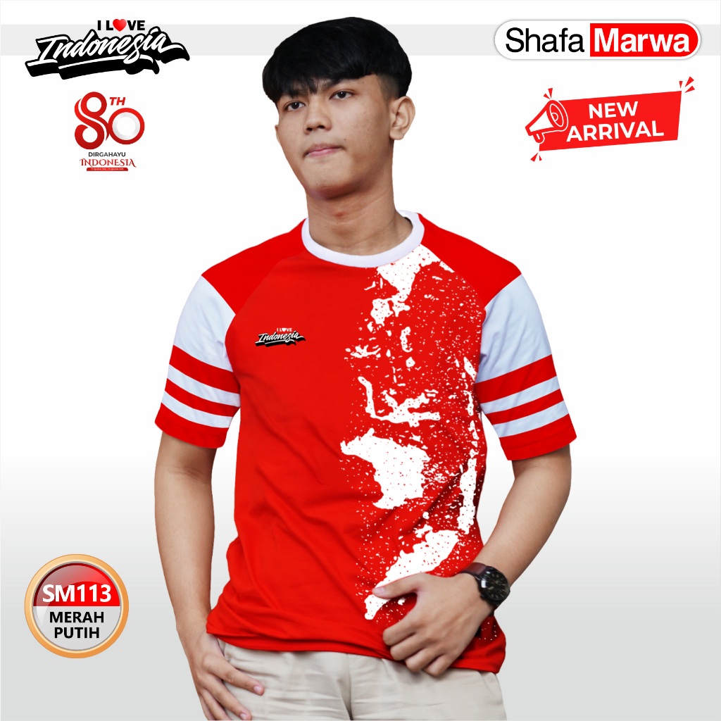 SHAFAMARWA Baju Merah Putih Agustusan - Kaos Edisi Kemerdekaan 17 Agustus 113 Merah Putih