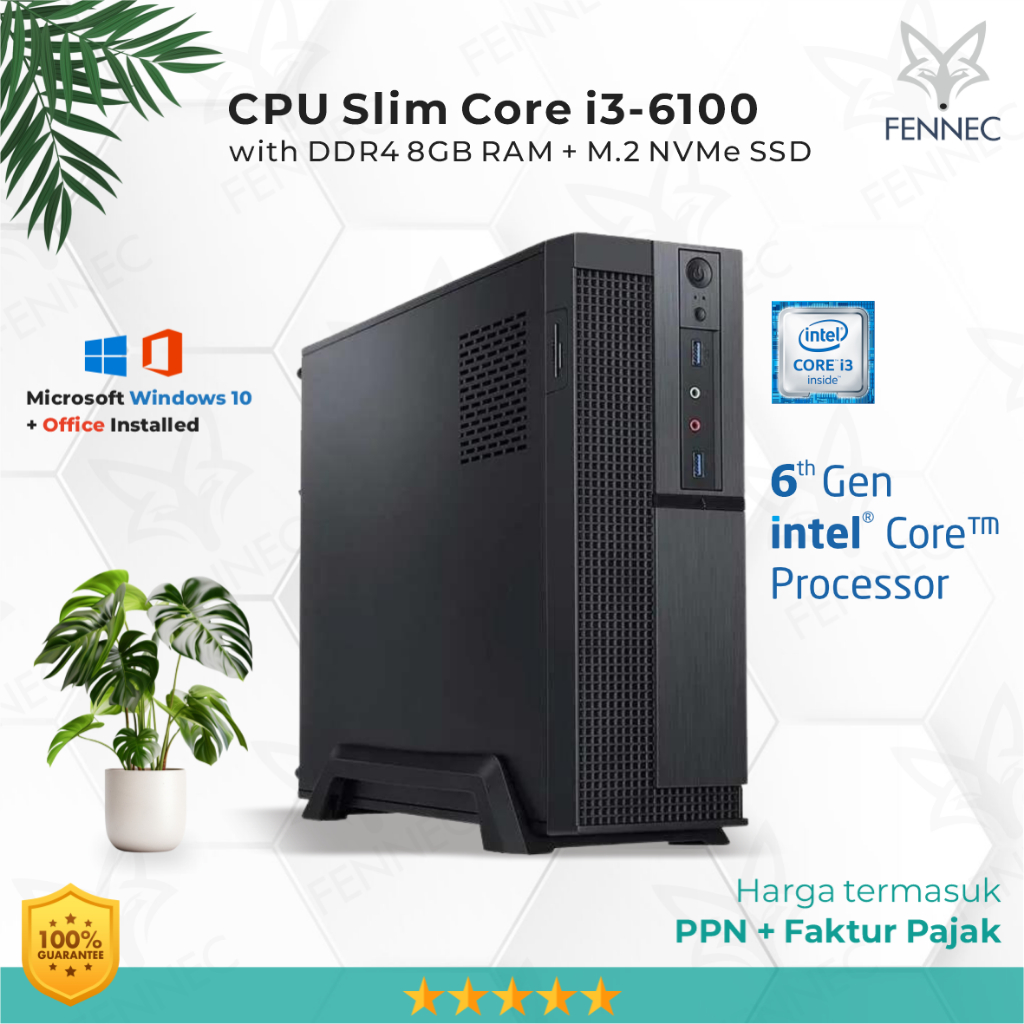 CPU PC Slim Intel Core i3-6100 Gen-6 RAM 8GB SSD Rakitan Office
