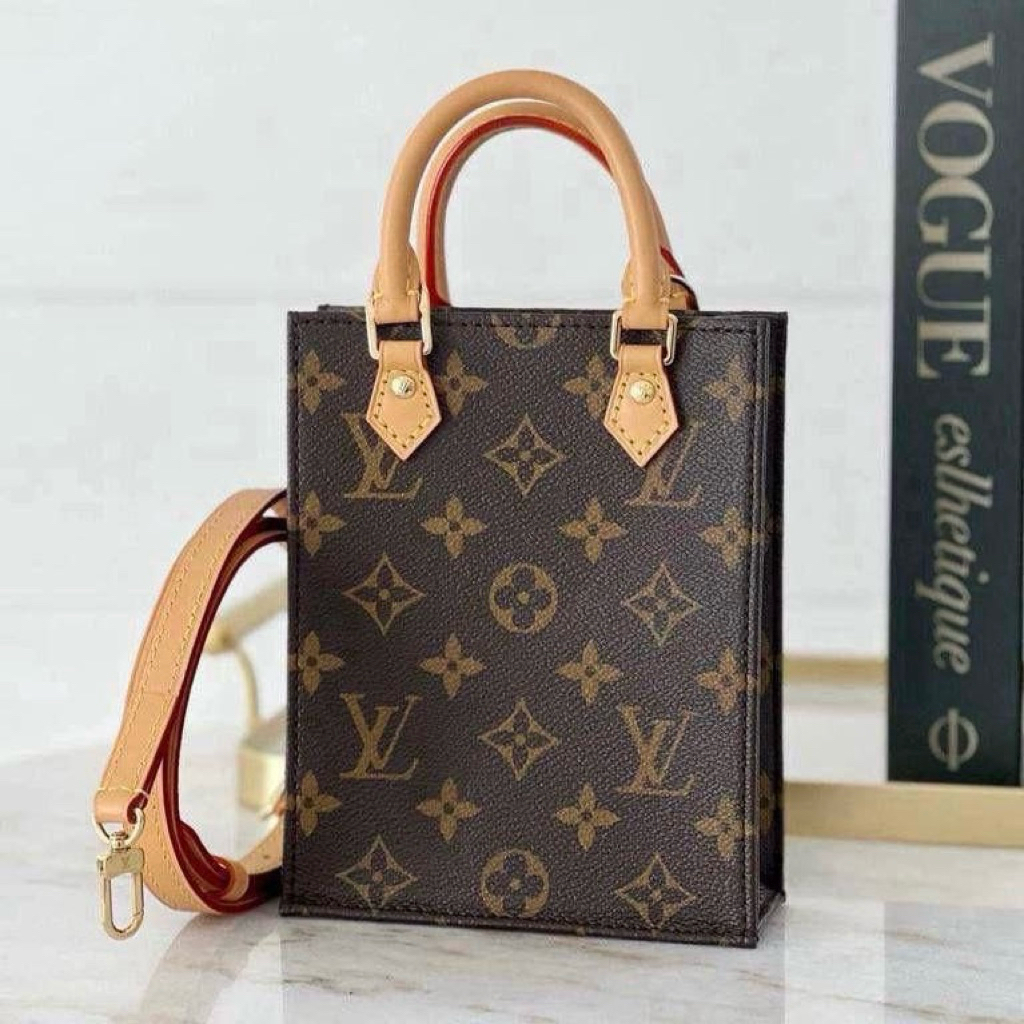 LOUIS VUITTON LV Petit Sac Plat Crossbody Bag in Monogram Coated Canvas