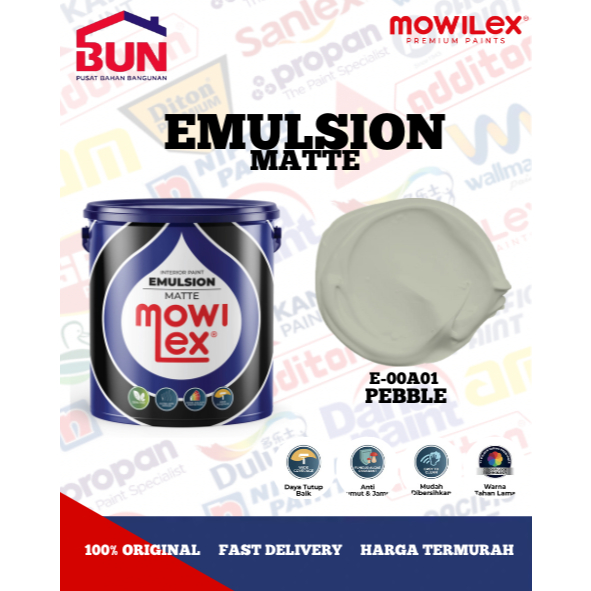 Mowilex Emulsion Cat Tembok Interior 20 Liter - PEBBLE (TINTING)
