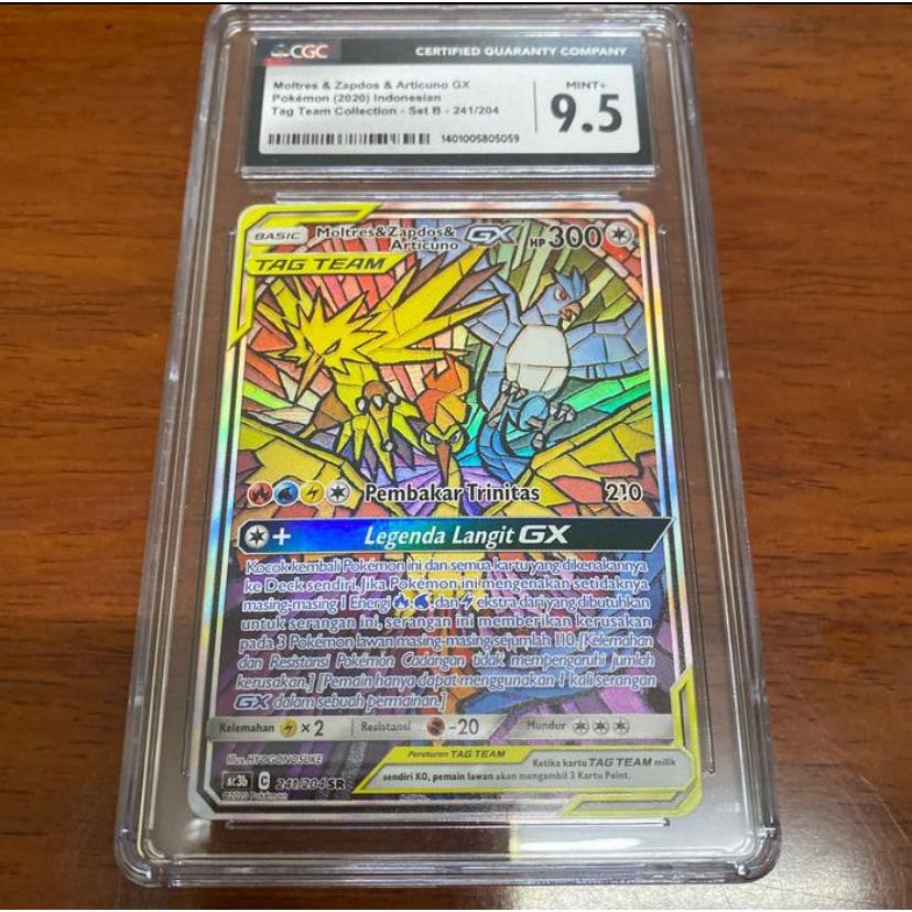 Pokemon ID Indonesia AC3b Moltres Zapdos Articuno GX SR AA CGC 9.5 PSA