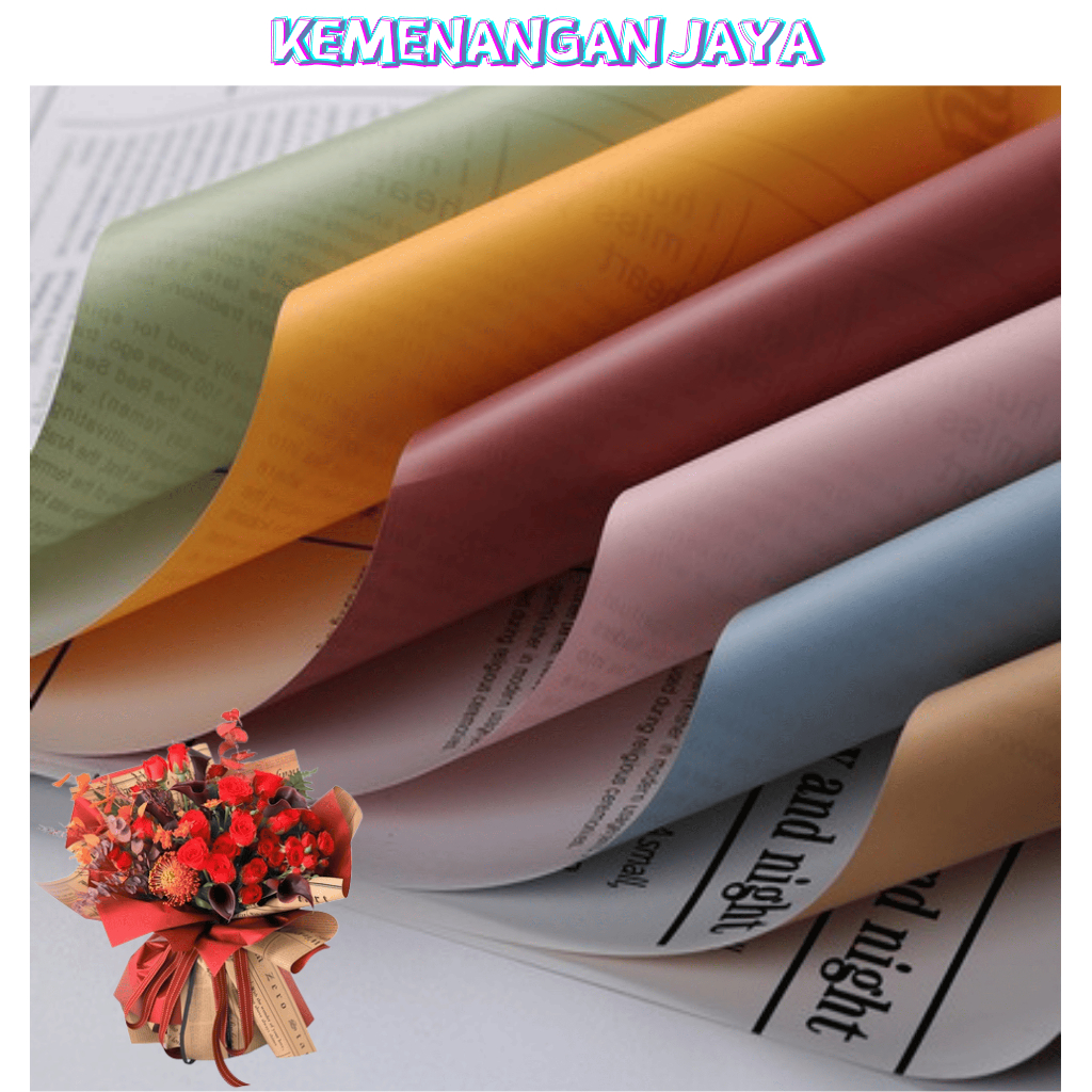 

Isi 20 LEMBAR Flower Wrapping Paper Bicolor Buff Newspaper Cellophane Kertas Buket Bunga Dua Warna Motif Koran KB028
